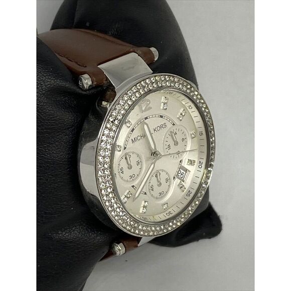 Michael Kors MK5353 Women\'s Brown Leather Analog Silver Dial Quartz Watch XX484 main image 8